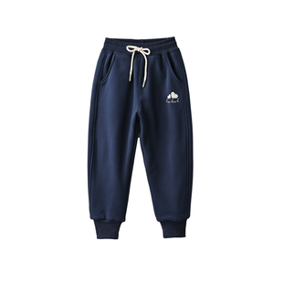 儿童双层加绒卫裤 女童一体绒收口保暖 运动裤校服裤 中大童 冬款