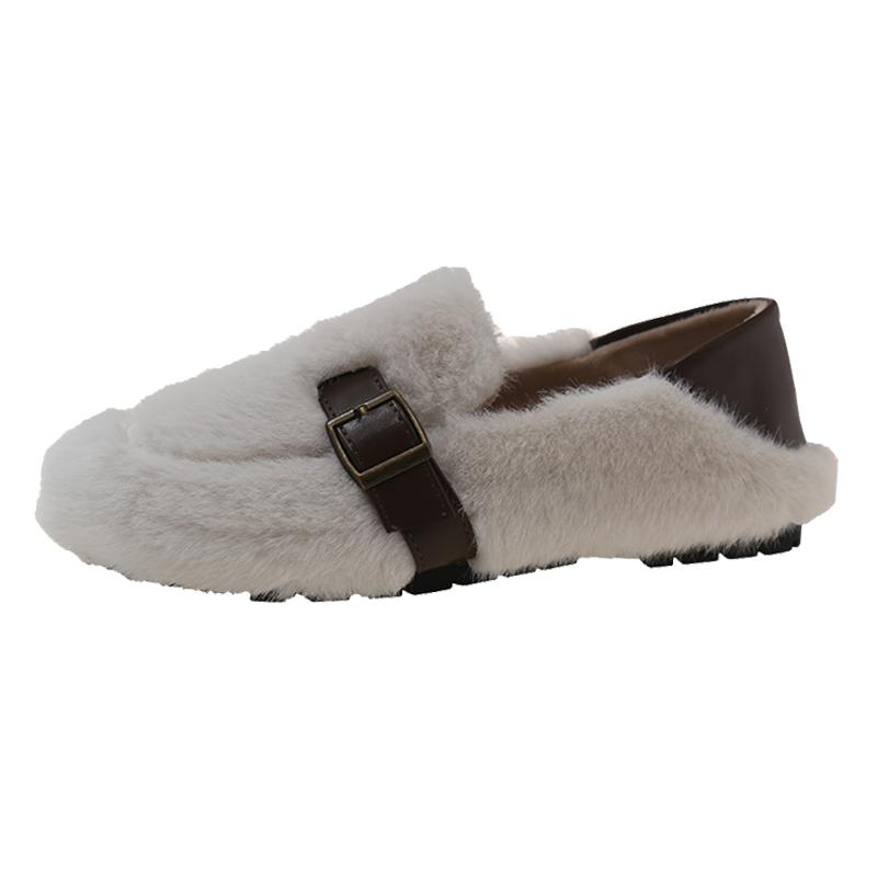 巨好看法式厚底包头毛毛拖鞋女外穿2025新款秋冬一脚蹬加绒棉拖鞋