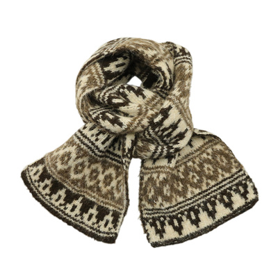 含羊毛复古费尔岛针织围巾女