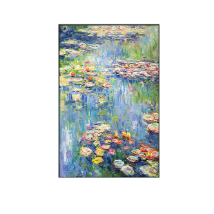莫奈睡莲油画客厅挂画大芬村玄关装饰画花卉肌理餐厅壁画现代简约