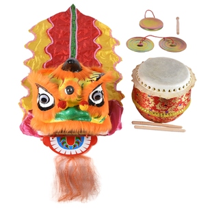 舞狮 2-6岁佛山画花儿童舞狮子醒狮鼓头套玩具表演出道具非遗套装