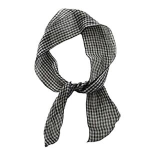 日系简约黑白格子丝巾复古文艺亚麻百搭窄版细条围巾韩系薄款丝带