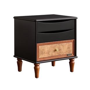 全友家居2025新款中古风床头柜客厅置物边柜卧室实木脚收纳抽屉柜