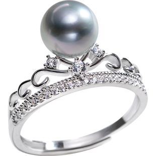 南珠宫宸冠925银真多麻海水珍珠戒指轻奢高级感新年礼物送老婆