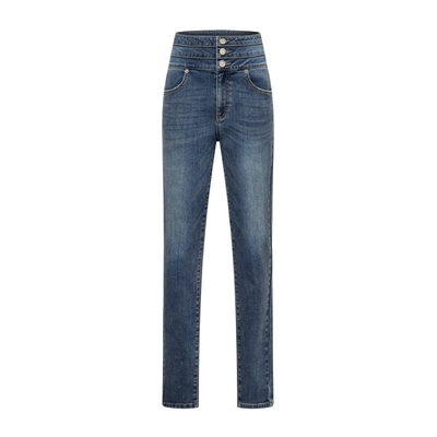 【含棉】Scofield女装甜酷高腰直筒牛仔裤金属扣早秋