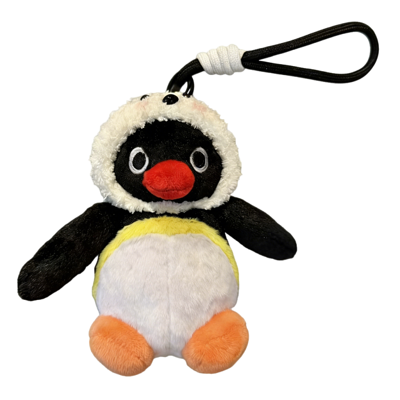正版pingu企鹅毛绒包挂件可爱针织帽卡通玩偶背包挂饰生日礼物