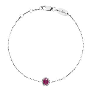 Redline/红绳女士0.06克拉椭圆形钻石红宝石白金链制手链