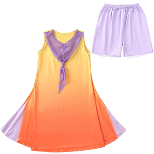 新款中国风桃李杯沐光而行舞蹈演出服中小学生运动会儿童合唱服裙