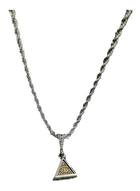 钛钢麻花链中性上帝之眼几何项链