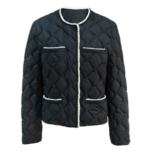 佐料原创设计时尚简约圆领气质黑色小香风短款羽绒服女装ZDC4R024