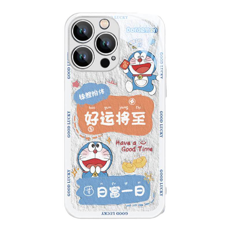 苹果16手机壳17iphone14promax15哆啦A梦13油画12情侣11玻璃镜面xsmax新款xr叮当猫x卡通8p