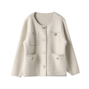 宝诗黎气质白色小香风短外套女装春季2026新款时尚小众设计感上衣