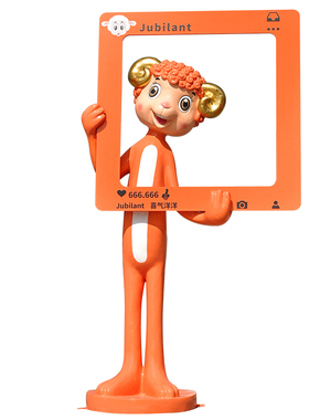 卡通羊雕塑户外玻璃钢广场商业街美陈网红打卡店门口迎宾装饰摆件