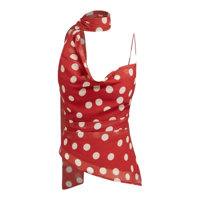 CIDER美式荡领波点飘带设计吊带上衣半身裙套装114686460