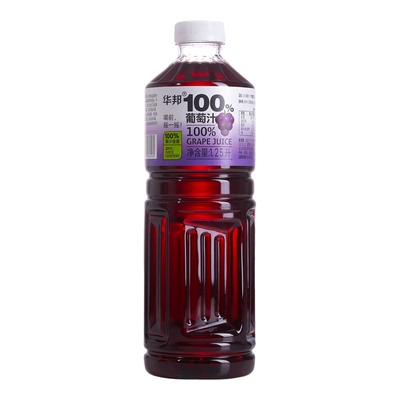华邦100%葡萄汁添加FC1.25L*2大瓶装家庭实惠0添加防腐剂0色素