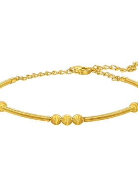 周生生流光系列猫眼金珠手镯