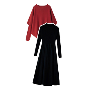 孕妇连衣裙套装秋冬2026新款高级感针织过年红毛衣打底裙两件套