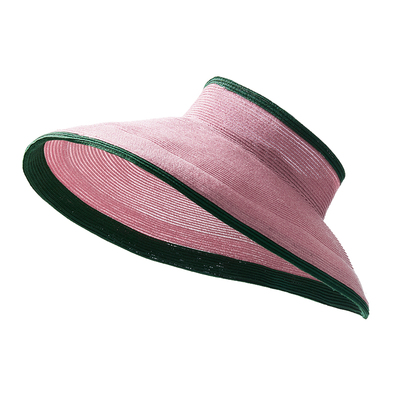 洋气时髦高级感撞色大檐空顶草帽