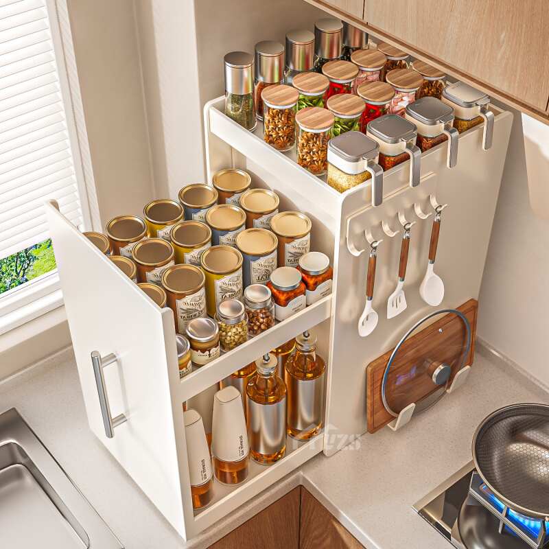 厨房调味料收纳柜调料品加宽置物架台面多层抽拉式多功能调料架子