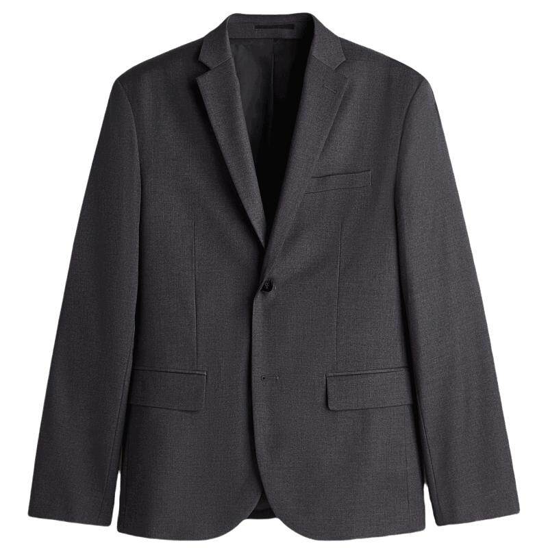 HM男装西装夏季职业通勤法式合身长袖商务正装西服外套1250484