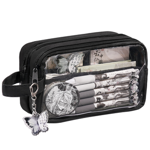 水墨国风~ 大容量笔袋2026超火新款文具盒男孩款高颜值ins风铅笔盒男生简约透明痛包小学生初中女孩套装高中