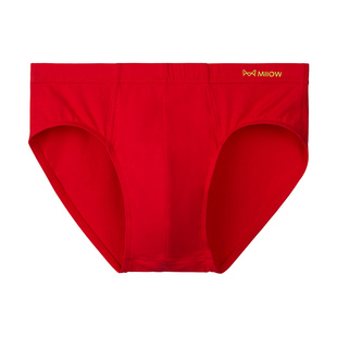 猫人本命年男士内裤纯棉抗菌男款属马年红色大码三角短裤结婚礼物