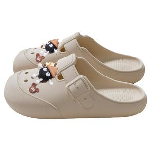 洞洞鞋女款2025新款办公室替换上班防滑懒人鞋包头半拖鞋女外穿夏