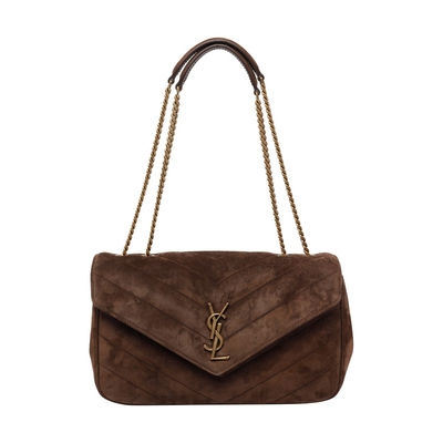 Saint Laurent圣罗兰YSL中号loulou棕麂皮单肩包25秋冬意大利代购