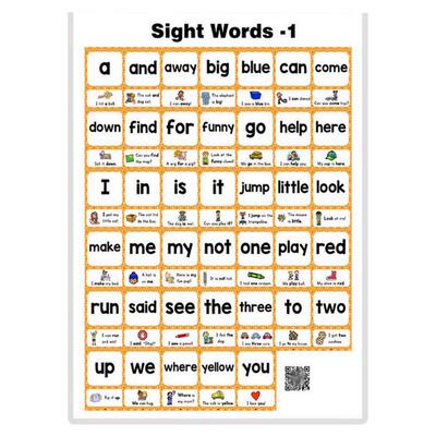 220高频词sight words挂图墙贴卡片点读英语常用单词句子英文教具