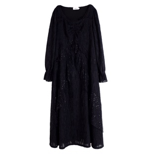 流光闪耀仙女裙加绒连衣裙大码女装2026春季新款设计感亮片纱长裙