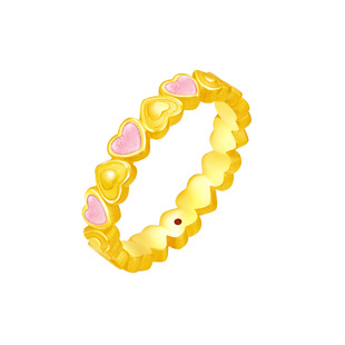 周大福SOINLOVE「宝藏女孩」爱心满心黄金足金戒指女生日礼物