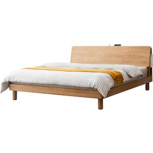 源氏木语全实木床现代简约橡木双人大床北欧小户型卧室家具单人床