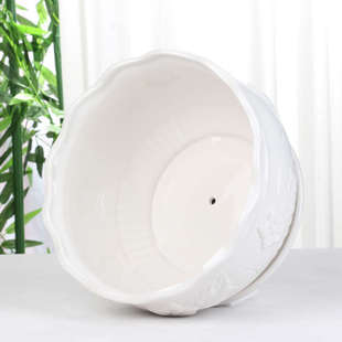 特大号白色花盆陶瓷带托盘圆形阳台绿萝植物盆栽绿植花盆批发落地