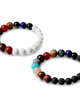 八大行星球火山石情侣手串转运珠