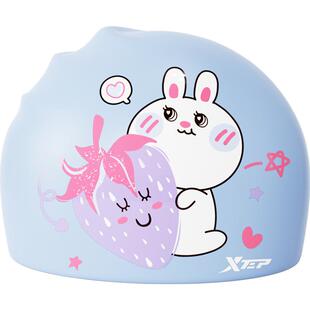 特步儿童泳帽女童夏季防水不勒头护耳硅胶帽男童泳帽泳镜游泳套装