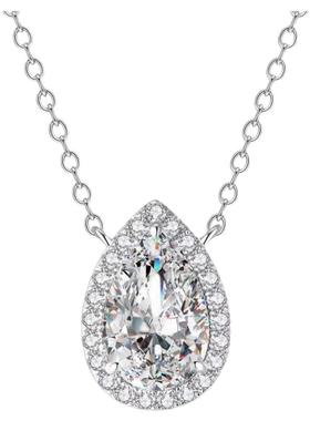 莫桑石满钻水滴项链3克拉