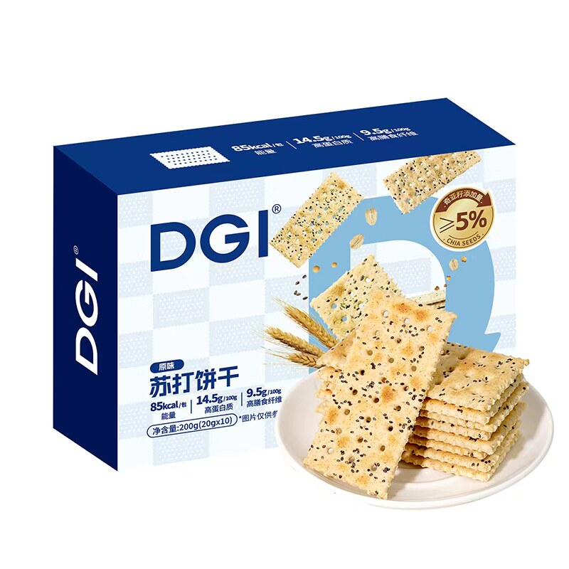 DGI低GI无糖精苏打饼干咸味低孕妇热量脂卡糖代餐饱腹高蛋白零食