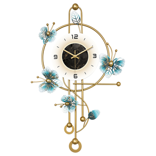 轻奢大气挂钟创意艺术钟表2026年新款时钟挂墙免打孔客厅静音挂表