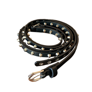 Gallery辣妹朋克金属扣铆钉黑色腰带亚文化千禧y2k暗黑双层细皮带