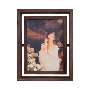 【黑胡桃木双面旋转相框摆台】高级感创意翻转透明照片实刻字礼品