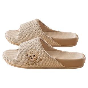 TeenieWeenie小熊棉麻拖鞋女居家室内秋季吸汗透气防滑亚麻布鞋子