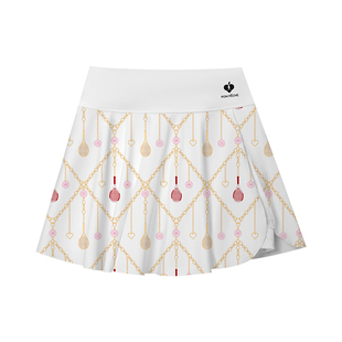 新款Kelly小金裙印花高尔夫羽毛球跑步运动短裙网球裙女PomPeche