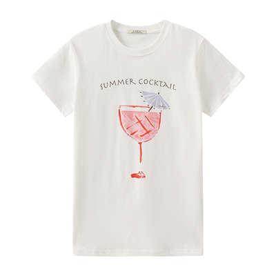 CUBIC图案印花修身休闲T恤