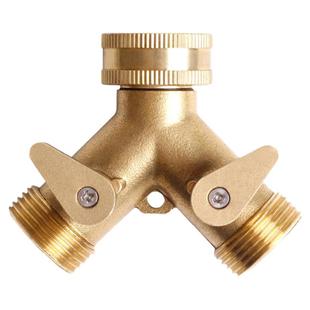 全铜Y型一进二出四分/六分内牙外牙二路分水器带活接单独开关阀门