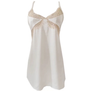 露背法式睡衣女性感夏季带胸垫甜美蕾丝纯欲风吊带睡裙冰丝高级感