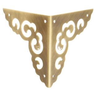 中式仿古纯铜包角桌边护角木箱包边抽屉铜角花柜门首饰盒三面角片