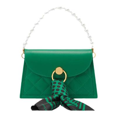 丝巾装饰手提斜挎小方包