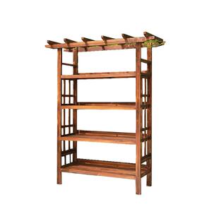 户外花园防腐木拱形花架室外阳台植物爬藤架多层置物架庭院花盆架