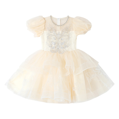 公主裙女童礼服夏季日常可穿主持人高端轻奢小众生日蓬蓬裙连衣裙