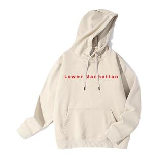 消失的初恋道枝骏佑同款美式字母印花卡其色连帽卫衣加绒情侣上衣